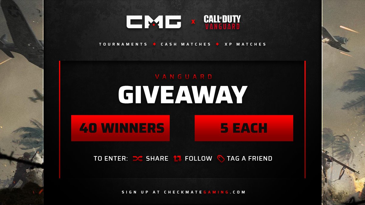 CMG_Esports's tweet photo. 🚨 200 CREDIT GIVEAWAY 🚨

🪙 40 WINNERS OF 5 EACH 

✅ Follow @CMG_Esports 
👥 Tag 2 Friends
♻️ Retweet

Winners picked today @ 8:00 ET!

#CMG #Vanguard #Giveaway #Giveaways https://t.co/BOMXLWioBz