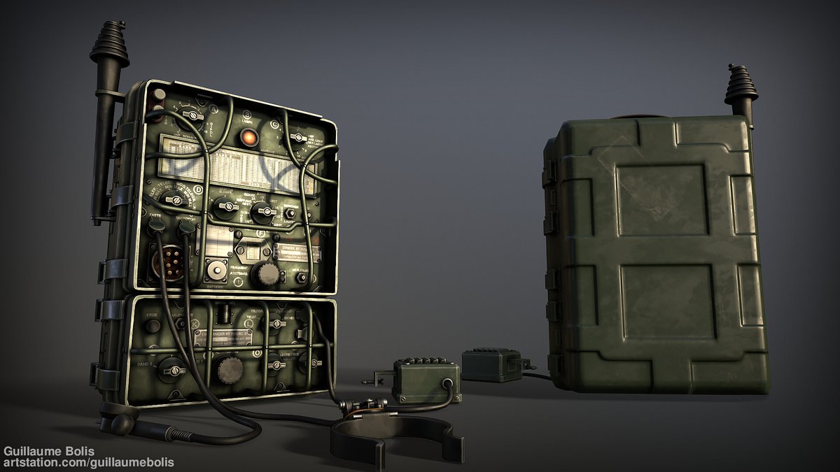 BolisGuillaume's tweet photo. Rencently finished a bunch of school projects I made over the last month, here's the second one.
A #WW2  german radio GRC-9

@ArtStationHQ link: https://t.co/QP1uCKBcGK

@Sketchfab link: https://t.co/nSJsPMggKb

#3dart #3D #digitalart #weapon #3dmodeling #substancepainter #3dsmax https://t.co/MLKnRT31AA