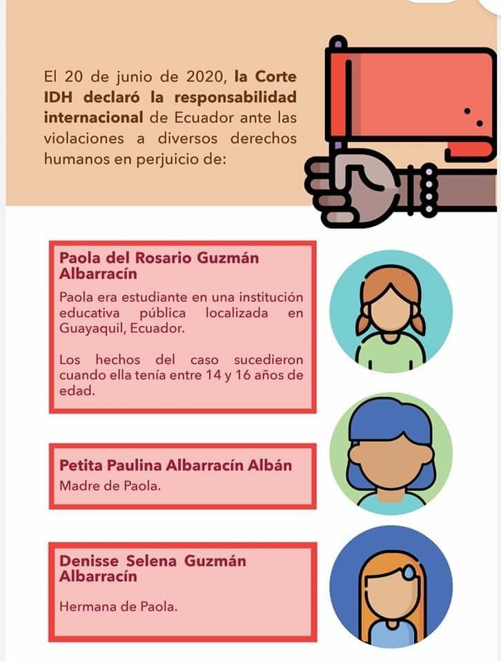 CorteIDH's tweet photo. #Infografía #DerechosHumanos La Jurisprudencia de la @CorteIDH accesible para todas y todos. Te compartimos la🖍🖌🖊 Infografía de la 👩🏿‍⚖️👨🏿‍⚖️Sentencia de la CorteIDH en el Caso Guzmán Albarracín y otras Vs Ecuador 🇪🇨 del 24 de junio de 2020. https://t.co/ylE52aCRvB