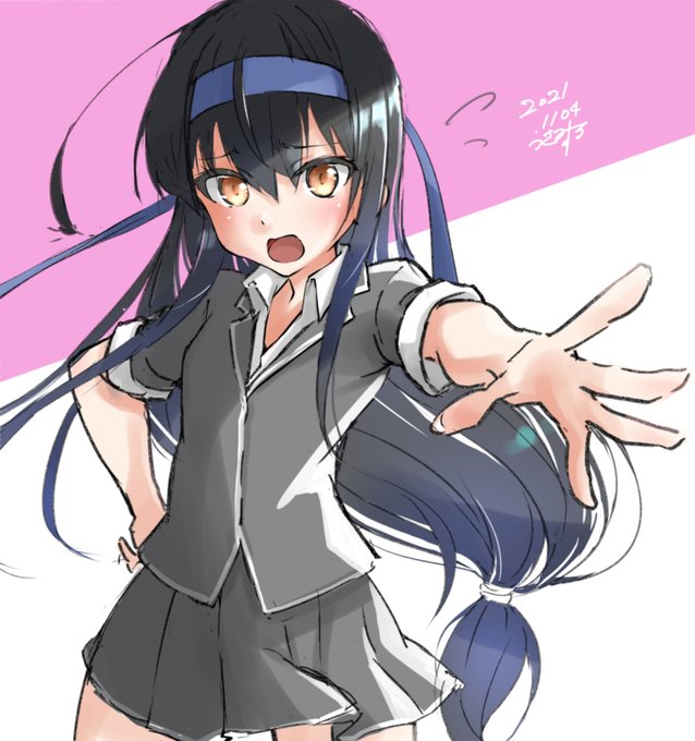 #艦これ版深夜の真剣お絵描き60分一本勝負
#艦これ版真剣お絵描き60分一本勝負_20211104
#初霜
「わっ・・私が守ります!」 