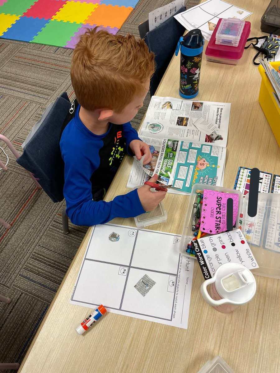 Today in math the kiddos used magazines to go on a shape hunt! #math #Kindergarten #GrowingLeaders