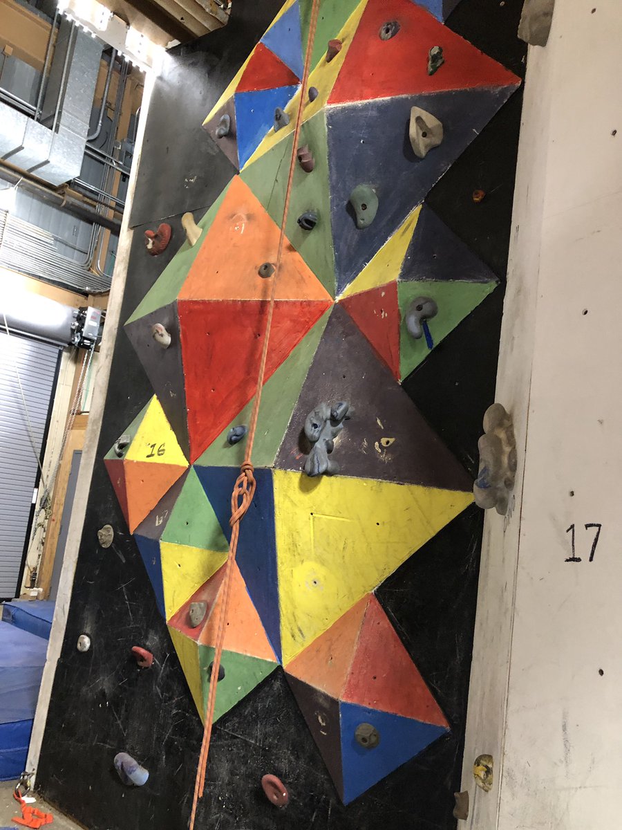 CoachCrem's tweet photo. Day 1 down at the wall… covered Figure 8 knot and harnesses… but more importantly worked on trust, team work and breaking out of ones comfort zone. Thank you @hpe_na and @NA_Schools #bestjobever #strongmindandbody https://t.co/Ql3Ymoh4Qt