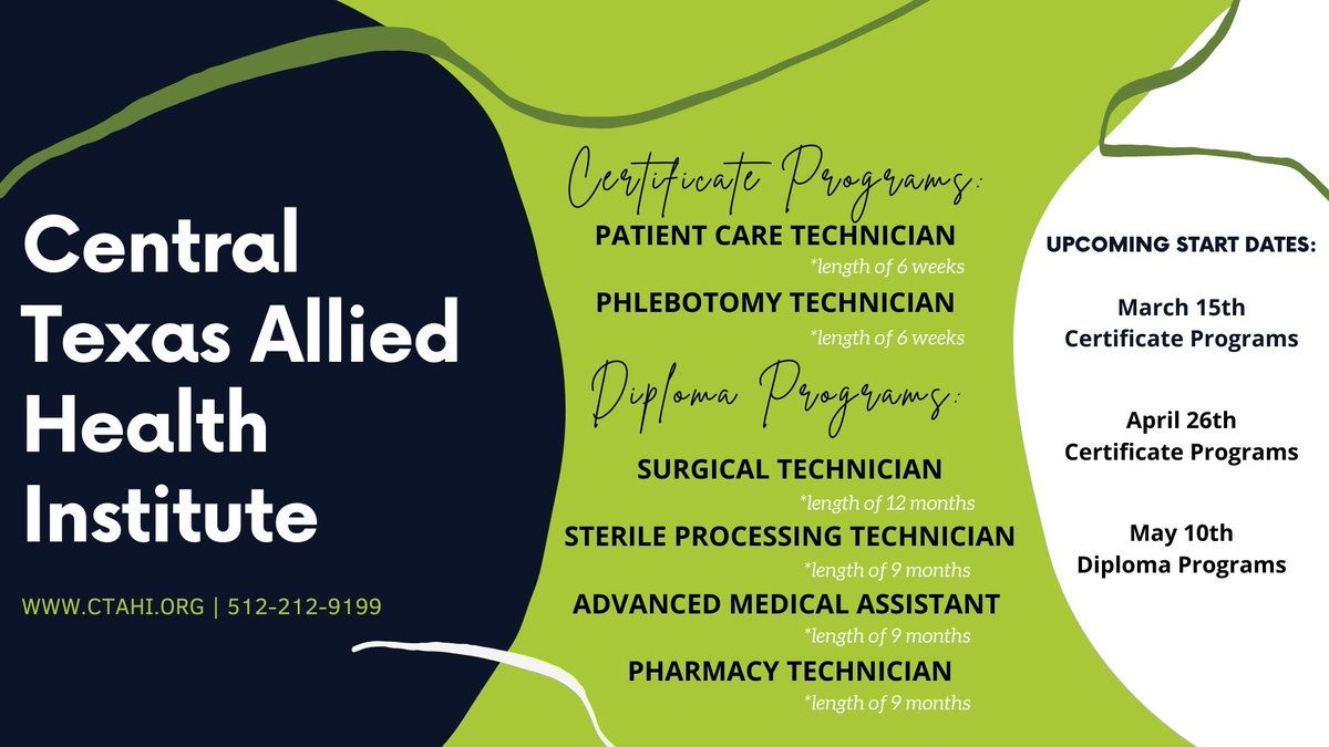 Visit ctahi.org or call 512-212-9194 and speak with an Admissions Rep for more information. #ScrubLife #Neighbors4Neighbors