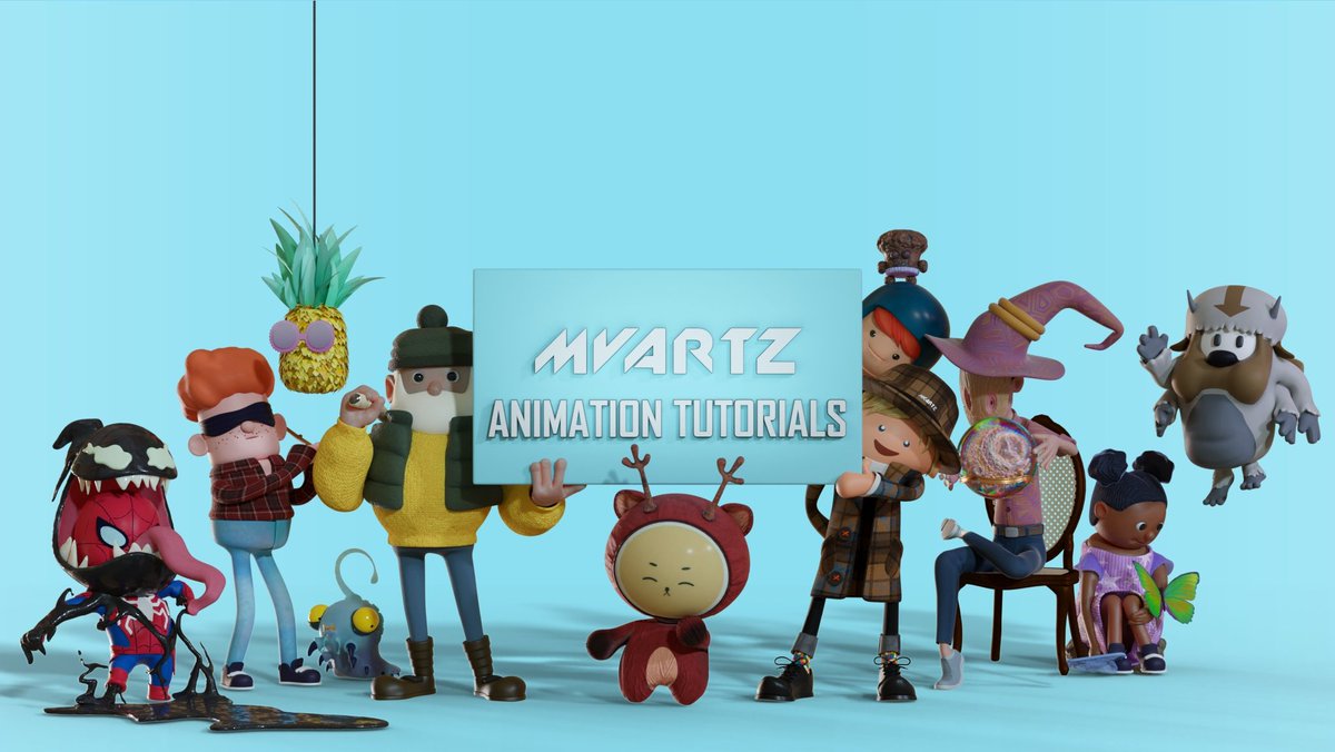 mvartz1's tweet photo. Proud new Youtube Banner with some of the characters I created. Was long overdue and this turned out too cute not to share🤩

#Animation #Blender3d #CharacterAnimator  #AnimationTutorials https://t.co/gUG6CVKfFe