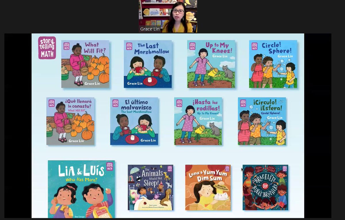 davinatijani's tweet image. Really enjoyed the #StorytellingMath webinar with @AnaCrespoBooks, @pacylin, Marlene Kliman and @AlyssaMitoPusey covering the importance of seeing BIPOC characters as main characters, showing them as mathematical thinkers and the wonder of ordinary moments to kids.