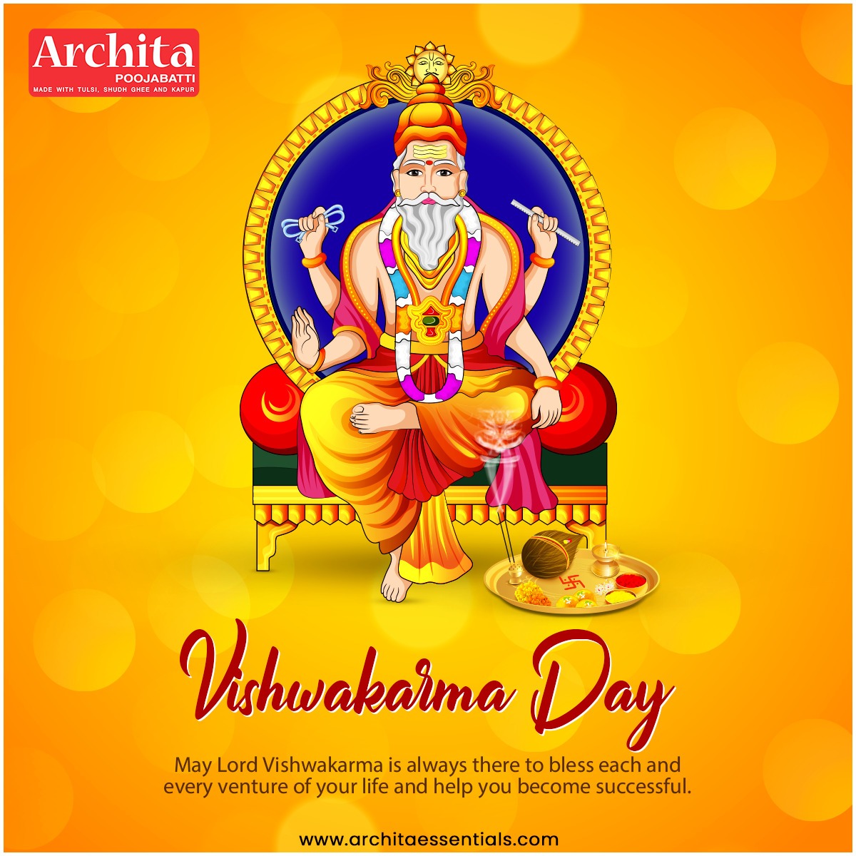 Architapvtltd's tweet photo. #Happy_Vishwakarma_Day

May the divine architect lord Vishwakarma sculpt everyone's life divinely to perfection.☺️

Wish you all a Happy Vishwakarma Day.🤩🙏

#VishwakarmaDay #HappyVishwakarmaDay #LordVishwakarma #VishwakarmaDayWishes #ArchitaPoojabatti

https://t.co/WGuJCkg0Zu https://t.co/ynLjXAEZ8Z
