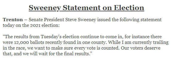 wildstein's tweet photo. Senate President Steve Sweeney on his 2021 election. https://t.co/uRujGqd5Hu
