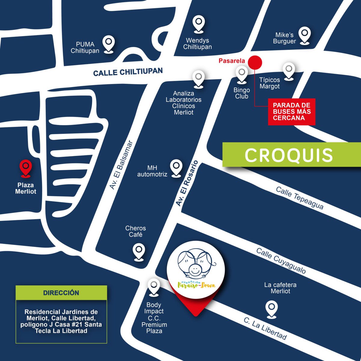 📍Con gran alegría les compartimos que los esperamos en nuestras nuevas instalaciones, la cual se encuentra ubicada en la Residencial Jardines de Merliot, Calle Libertad, polígono J, Casa #21. Santa Tecla, La Libertad.