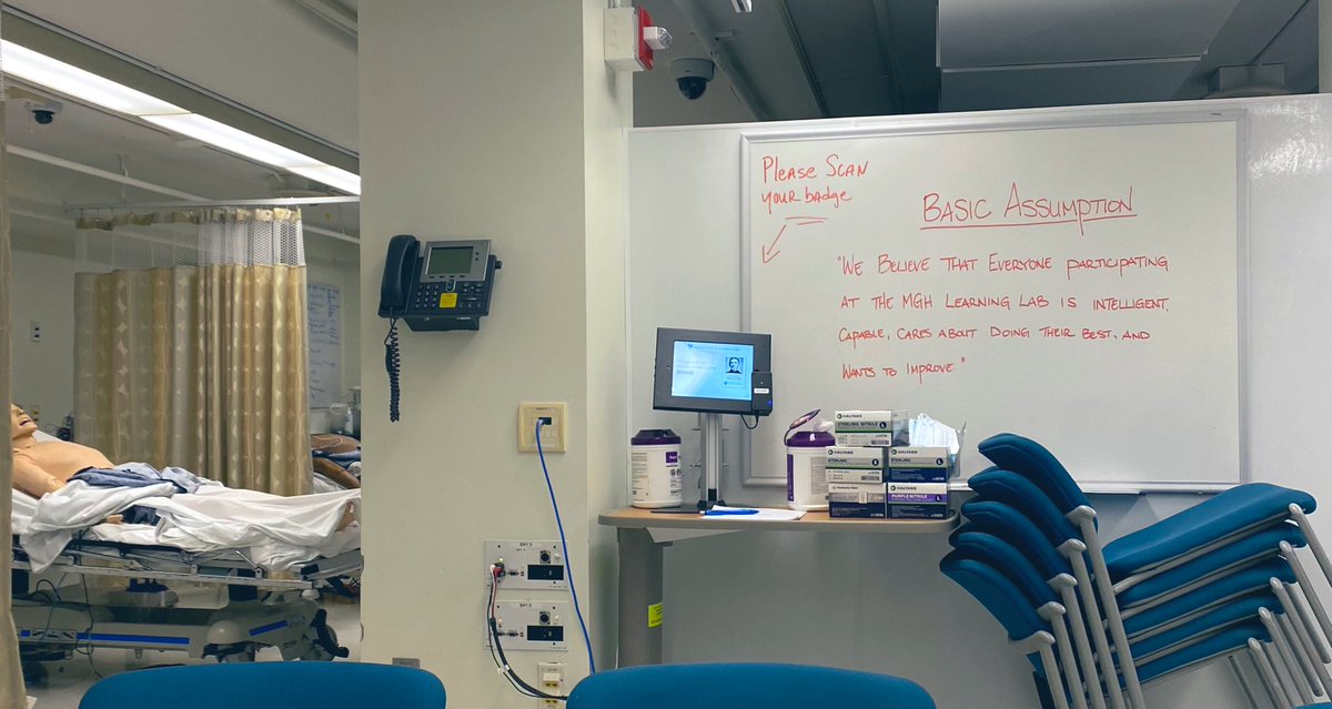 mghmedres's tweet photo. ‘Basic Assumption: We believe that everyone participating at the MGH Learning Lab is intelligent, capable, cares about doing their best, and wants to improve.’
We love our routine Simuation Sessions here at MGH! Safe spaces to learn & grow.
#MedEd #Match2020 #MedTwitter https://t.co/RdM9AZ11Z3