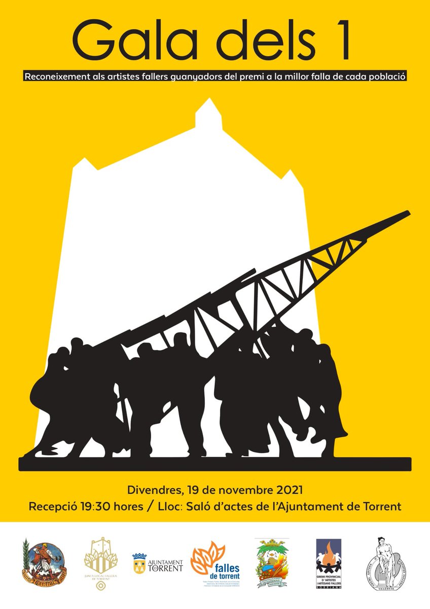 JCF_Valencia's tweet image. 🔥🏆 #Torrent acollirà el pròxim divendres 19 de novembre la 4ª edició de la #GalaDels1 🥇, en la qual es reconeixeran als artistes fallers guanyadors dels premis a la millor falla de cada població en les #Falles21. 👏

#JuntsMolemMés