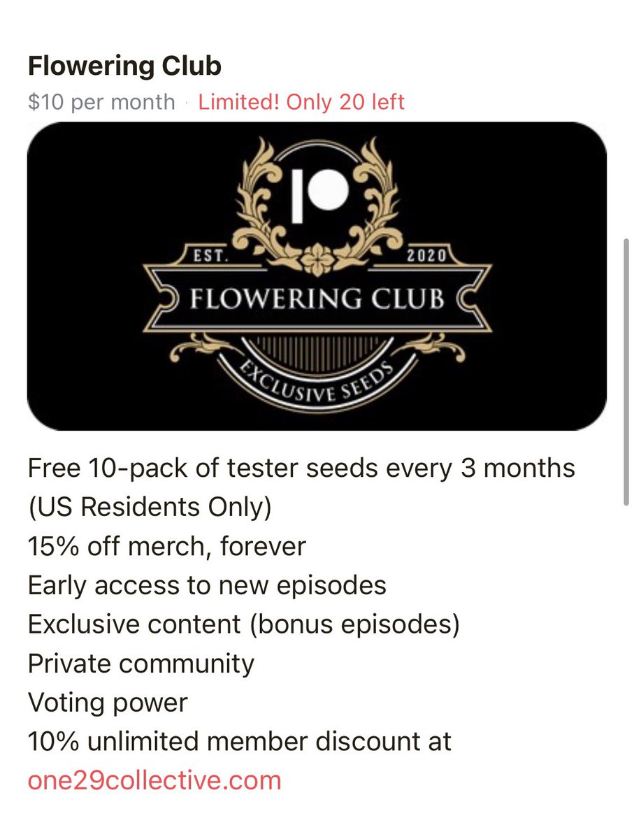 AutoflowerPod's tweet image. I opened up 25 more spots in the Flowering Club tier yesterday. There are 20 left. Get in while you can! 🖖🏼

Sign up here: patreon.com/autoflowerpodc…

#autoflower #cannabis #cannabispodcast