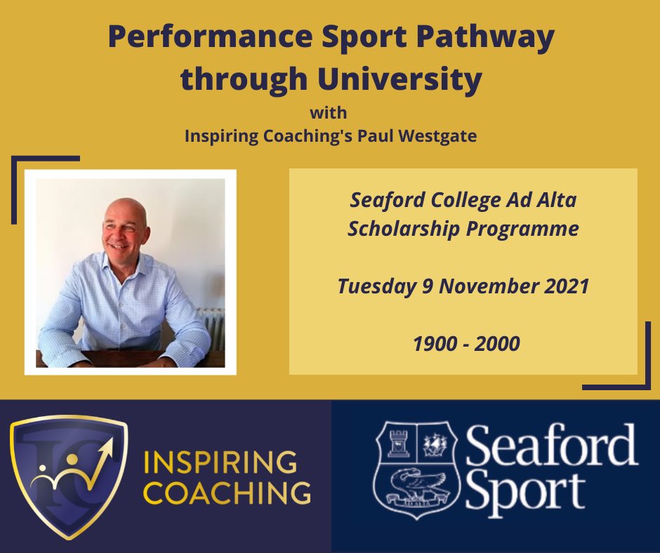 Ad Alta Sports Scholars - We are looking forward to kicking off this years Ad Alta Webinar series with <a href="/InspCoaching/">Inspiring Coaching</a> Paul Westgate next Tuesday evening 19:00 - 20:00 #effort #energy #enthusiasm