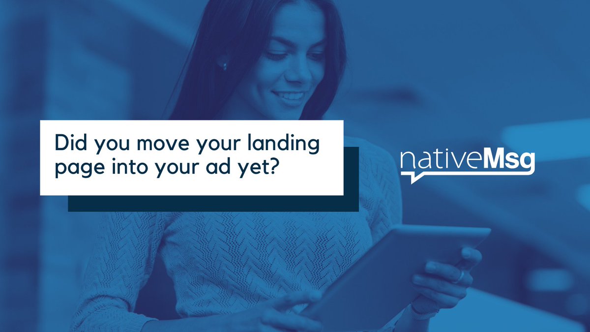 TheNativeMsg's tweet photo. Eliminate the drop-off by moving your landing page into your ad! Get started today! #nativeMsg #landingpage https://t.co/s2YJ0T1CnO https://t.co/2rfJJ6zrAN