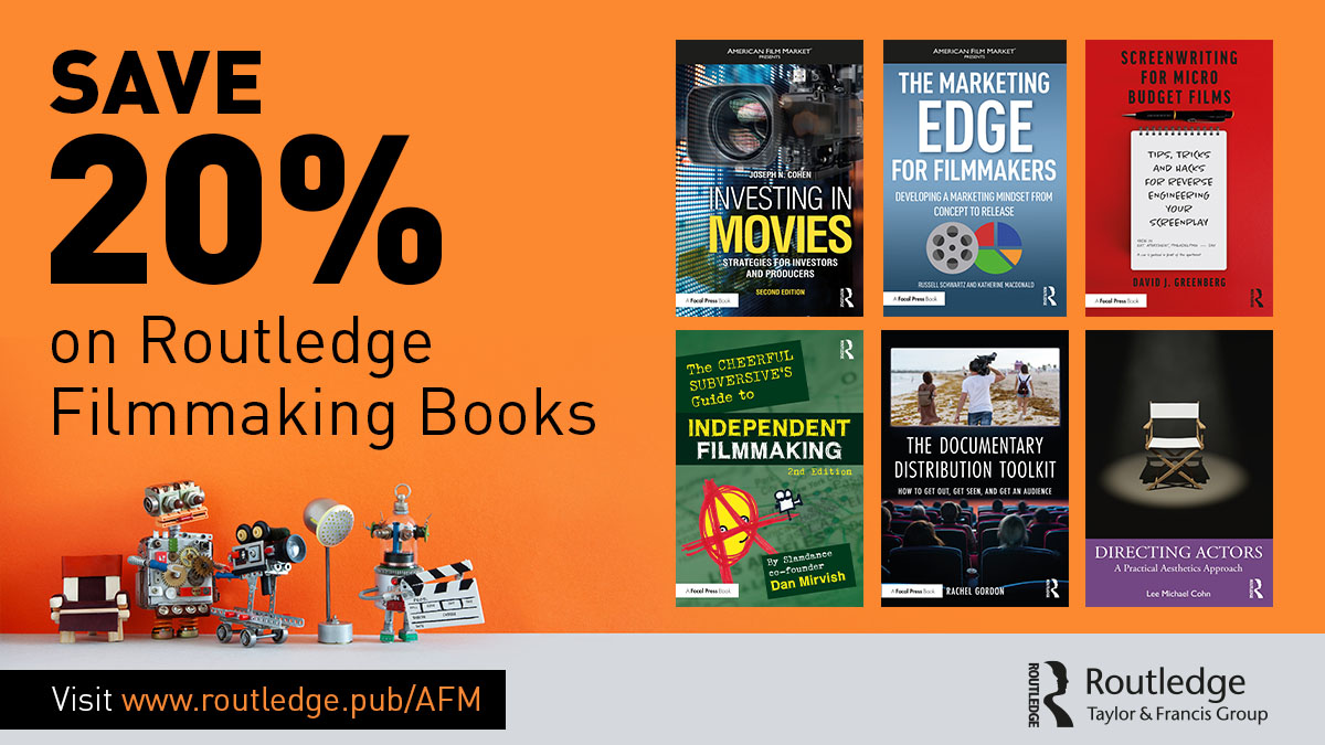tandfMediaArts's tweet photo. Last chance! American Film Market participants – don’t forget to access our online bookstore to get 20% off our filmmaking books, including our @AFMOFFICIAL ‘American Film Market Presents’ book series: https://t.co/0GSrMmLYTw #AFM202 https://t.co/7yScac6KRn