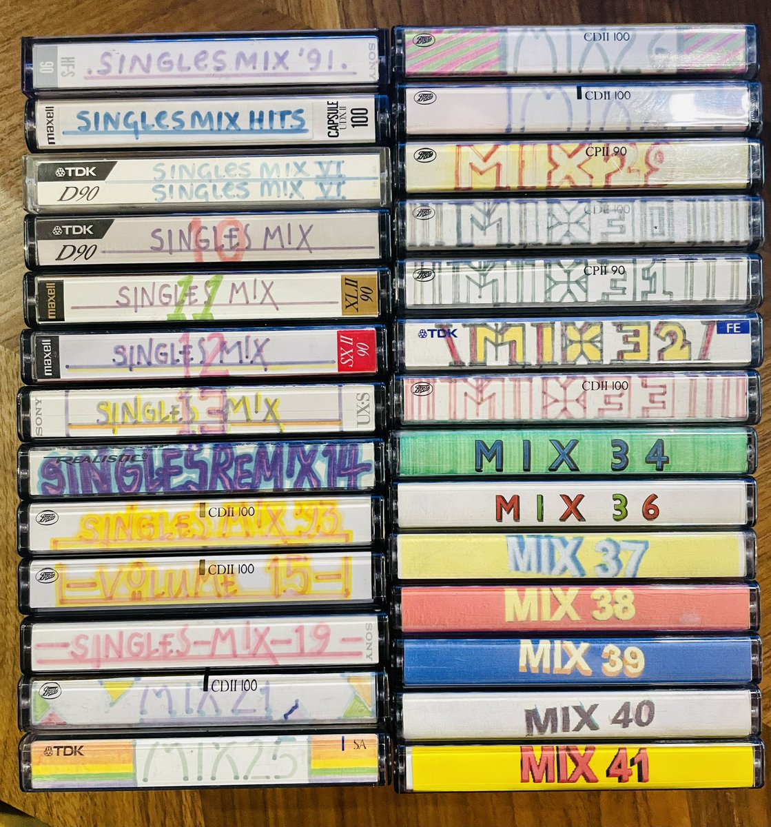 newplanet's tweet photo. While digging out old Kylie live show recordings on cassette, I’ve also rediscovered some of the old #SinglesMix tapes from wayyyyy back. Look at the evolution of the designs! 🤣 #nostalgia 😍 https://t.co/BBJ09pFUKR