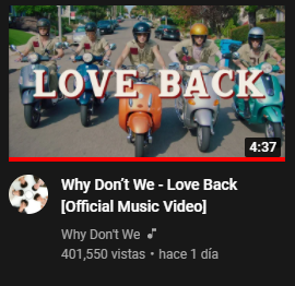 lovmbttr's tweet photo. LET'S GO BABY!!!! @whydontwemusic  GUYS CONGRATULATIONS ON THE 400K, LET'S GO FOR MORE #LoveBackMVto500k #LoveBackVideo #LoveBackMV https://t.co/Hb7kZ5TN6a