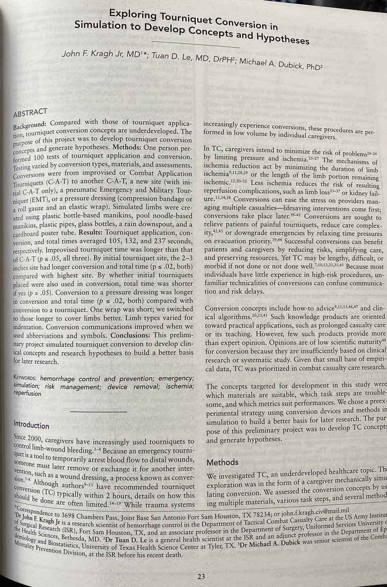 NoobieMatt's tweet photo. An important article on TQ conversion in the latest issue of @JSOMonline - You have a tourniquet? Now what? 

An enormous knowledge gap needing closure. 

Ping @TacTrauma @UKTacMed @PoliceMedics @ATMA_Tactical @TacMedNZ @SpecOpsMedics @MCGOpMed @cantacmed 

#FOAMed #FOAMems https://t.co/IsVGv6gGPN