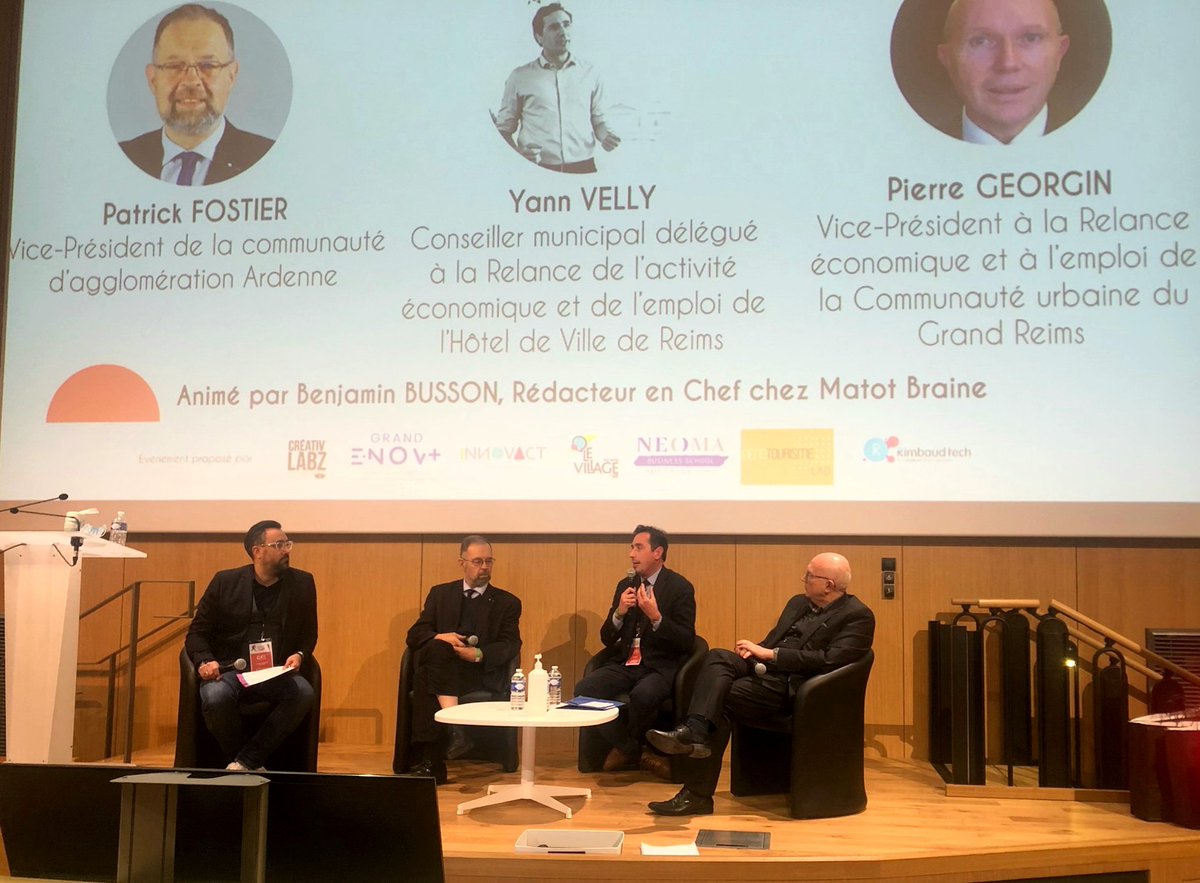 yannvelly's tweet photo. Représente @ArnaudRobinet à la Table Ronde : "Les écosystèmes au service des entrepreneurs innovants". Un échange très concret sur la place de l'innovation dans nos bassins d'emplois ! #Innovact #startups #SciencePo #Reims https://t.co/tLFUR5nKDd