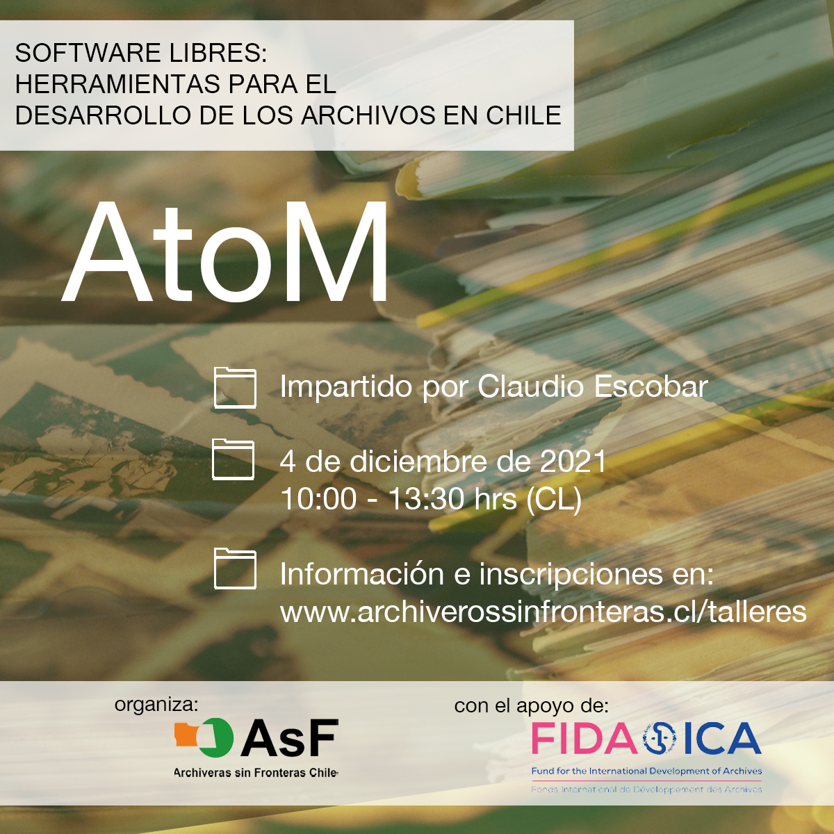 ¡Archiverxs! Les invitamos a este taller sobre #AtoM. El taller apunta a desarrollar los archivos en Chile, apoyando la labor desplegada por comunidades y organizaciones sociales en la descripción de su patrimonio documental. 
+ info e inscripciones en: archiverossinfronteras.cl/sin-categoria/…