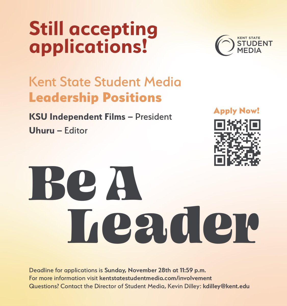 We’re still accepting applications for Uhuru’s Leadership Positions! Just check the QR Code!