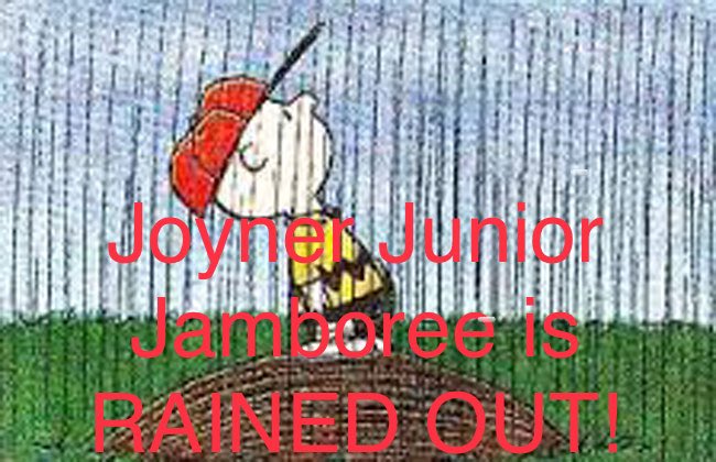 Joyner Junior Jamboree Update (2:00 p.m.):  We are RAINED OUT for tonight.  Joyner Junior Jamboree will not be happening tonight.  We thought we could handle the cold weather but the fields at Kiwanis Park are just too wet from today’s rain.  Thanks for everyone’s patience.