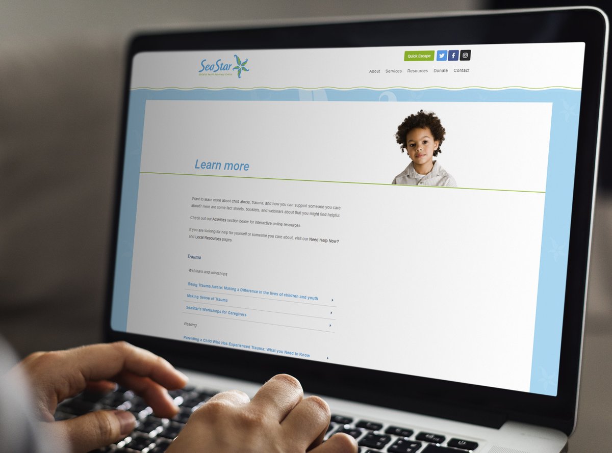 Did you know? Our website has information about how to respond if a child discloses abuse, where to find local supports in Nova Scotia, information for caregivers, online learning resources for professionals, and more. 
Check out the RESOURCES menu at seastarcyac.ca