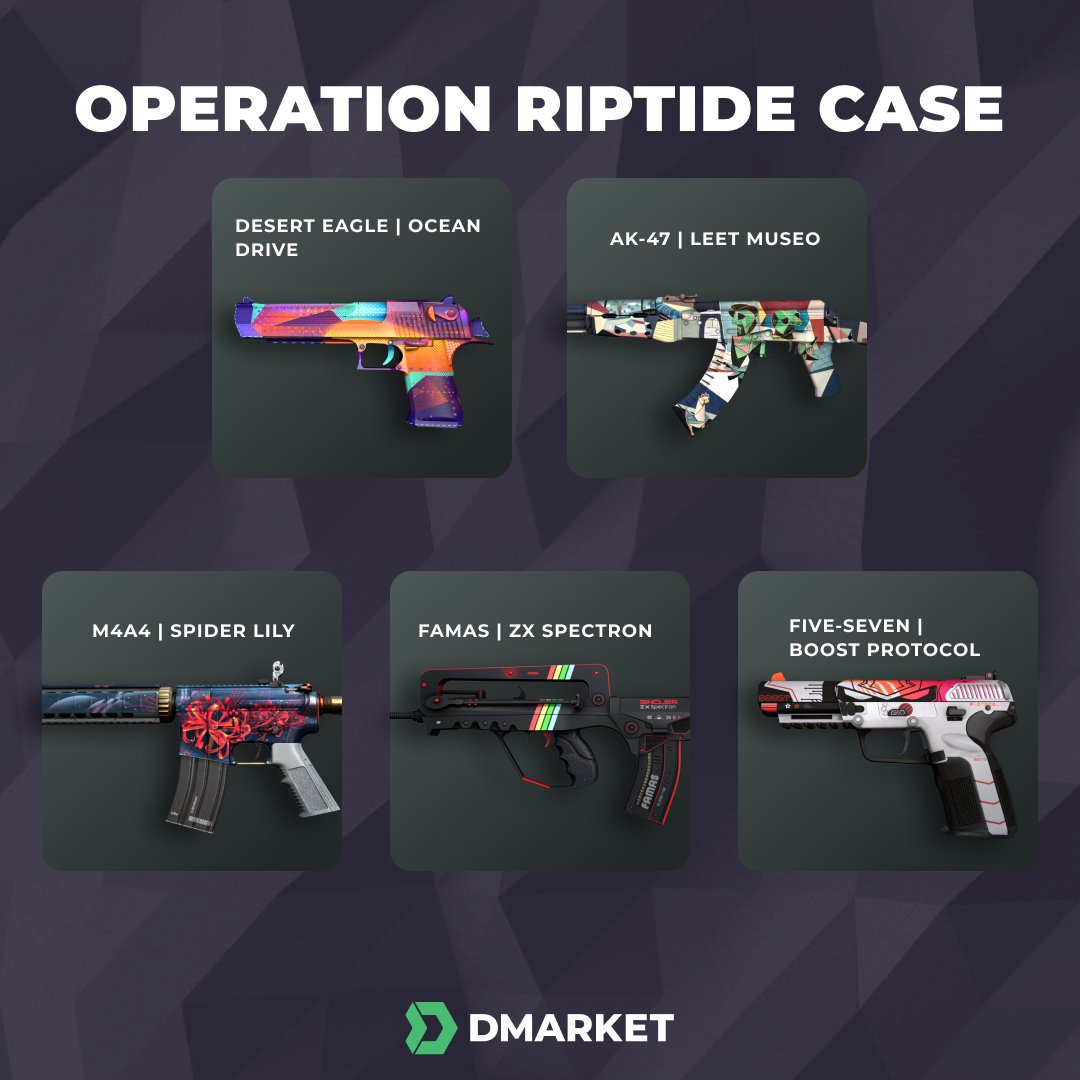 DMarket's tweet photo. We've got enough cool &amp; useful articles on our blog, but you know that 😁 Here, check out The Operation Riptide Case skins 👇 &amp; find more collections from the NEW CS:GO Update ⚡⚡⚡ https://t.co/bl9NlHeL3L
.
.
.
#dmarket #dmarketblog #operationriptide #csgoskins https://t.co/kP3AvOUlwP