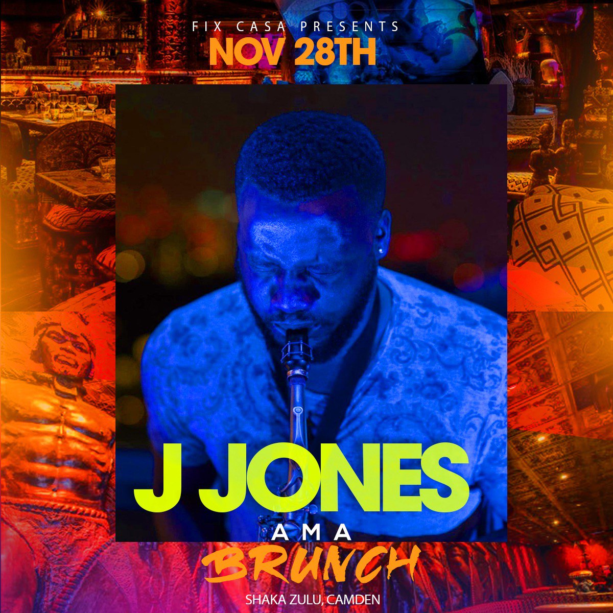 GomezLdn's tweet photo. NOVEMBER SAX EDITION 🔥

AMA Brunch! 28.11.21
@ShakaZuluLondon 📍

Dj's..
@AdeSmilez
@DjPapercutsUK
@DJ_AMW95
Nicky Summers 🎹

#Amapiano
#SoulfulHouse
#Kizomba
#AfroHouse &amp; more 🎶

Live Sax by the legendary 
J Jones 🎷 

Tickets
https://t.co/9sOQUH2sx4

https://t.co/8ab86ruZcK https://t.co/lxgkfA7GxO