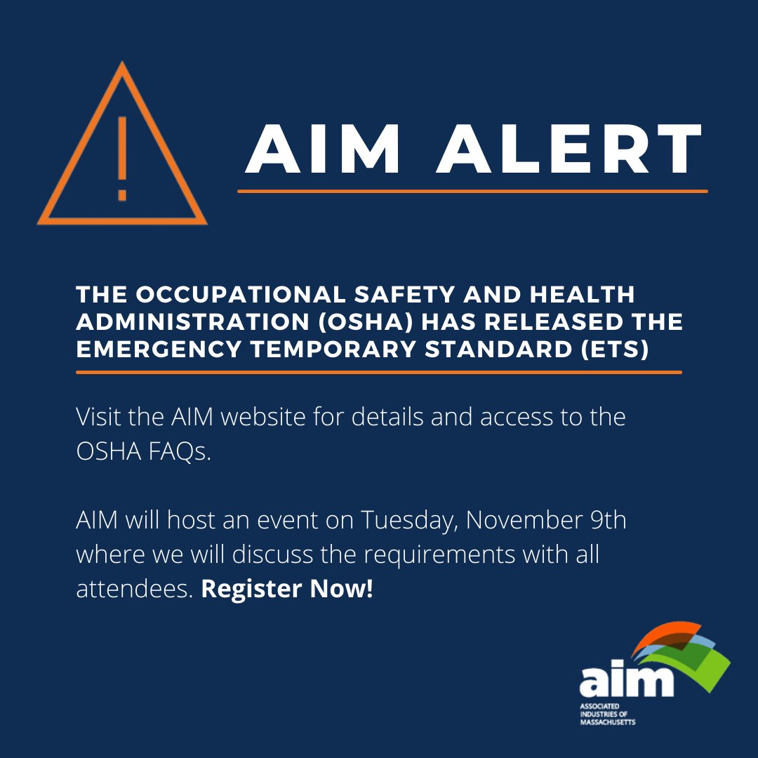 OSHA has released the ETS approved by the White House’s regulatory office: bit.ly/3k7je6K. The guidance covers employer requirements around the vaccine mandates including paid time off &amp; paid sick leave. Join us for a discussion on 11/9: bit.ly/3CLOShz