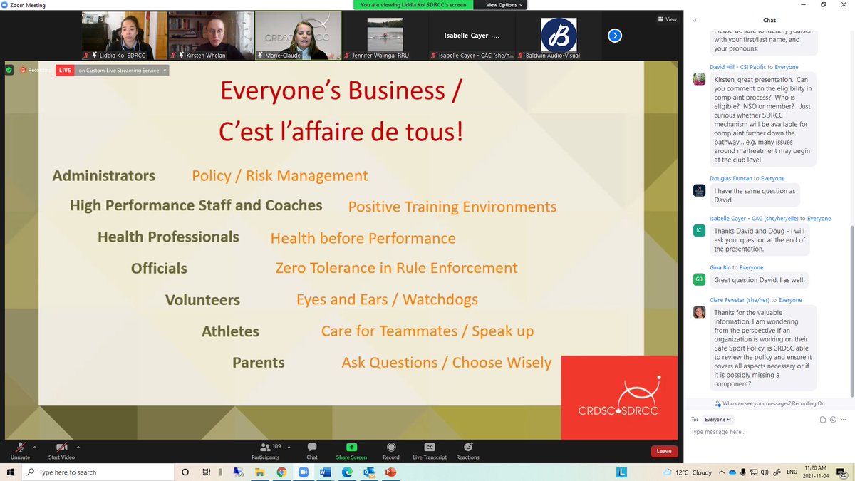 jwalinga's tweet photo. Safesport is everyone's business #SLS21 @CAC_ACE @CRDSC_SDRCC https://t.co/bLxFMC6tYF