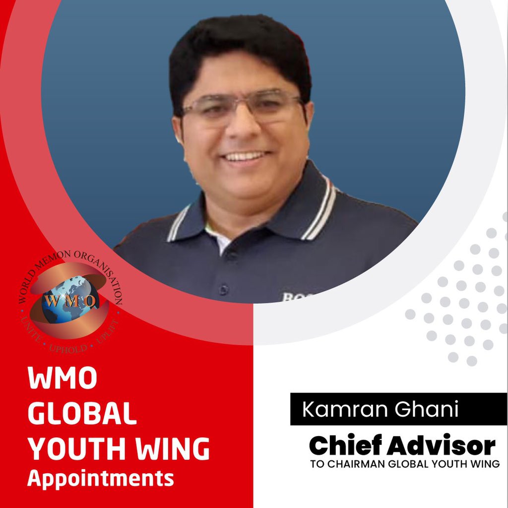 wmoworld's tweet photo. The President and the Management Committee and the Global Youth Wing Chairman wishes Kamran Ghani all the success. #wmogyw https://t.co/uMMRrORyw6