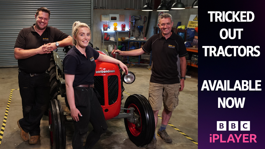 BBCnireland's tweet photo. A @Lamborghini DL 25 comes to the workshop, one of the earliest vehicles ever made by the Italian company, and the team want to make it fit for Fabio Lamborghini himself 🚜

Tricked-Out Tractors, available now on @BBCiPlayer 📺 https://t.co/xOCEi6FpQ3