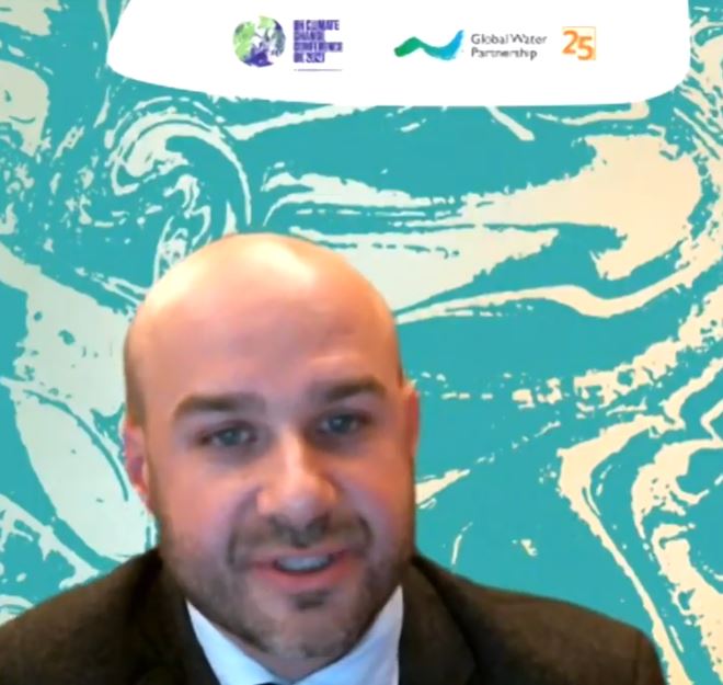 GWPnews's tweet photo. Valentin Aich on #water action: needs horizontal &amp; vertical integration. Horizontal includes all stakeholders for a people-centred approach. Vertical includes national &amp; local level, not just global. #COP26  #TogetherForOurPlanet #Water4climate @WMO @waterclimateint @UNEP https://t.co/Vwx8em7ijx