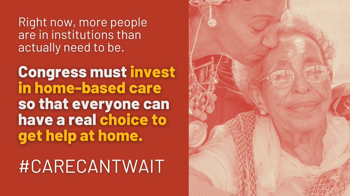 justiceinaging's tweet image. What if older adults can choose to receive home-based care rather than going into an institution? They can age in place with dignity &amp;amp; family caregivers can also get the in-home support they need. Congress has the opportunity to include #HCBS and #BuildBackBetter. #CareCantWait
