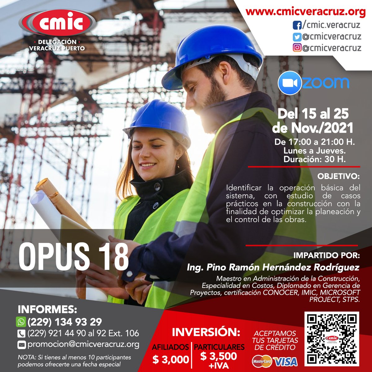ICIC_Nacional's tweet photo. Optimiza la planeación y control de tus obras con #OPUS18. Te esperamos en el curso que iniciamos el próximo 15 de noviembre.
☎️ Inscripciones y más información con la Delegación CMIC de tu localidad: https://t.co/cZtdIF10gk https://t.co/tIemDSU9Om