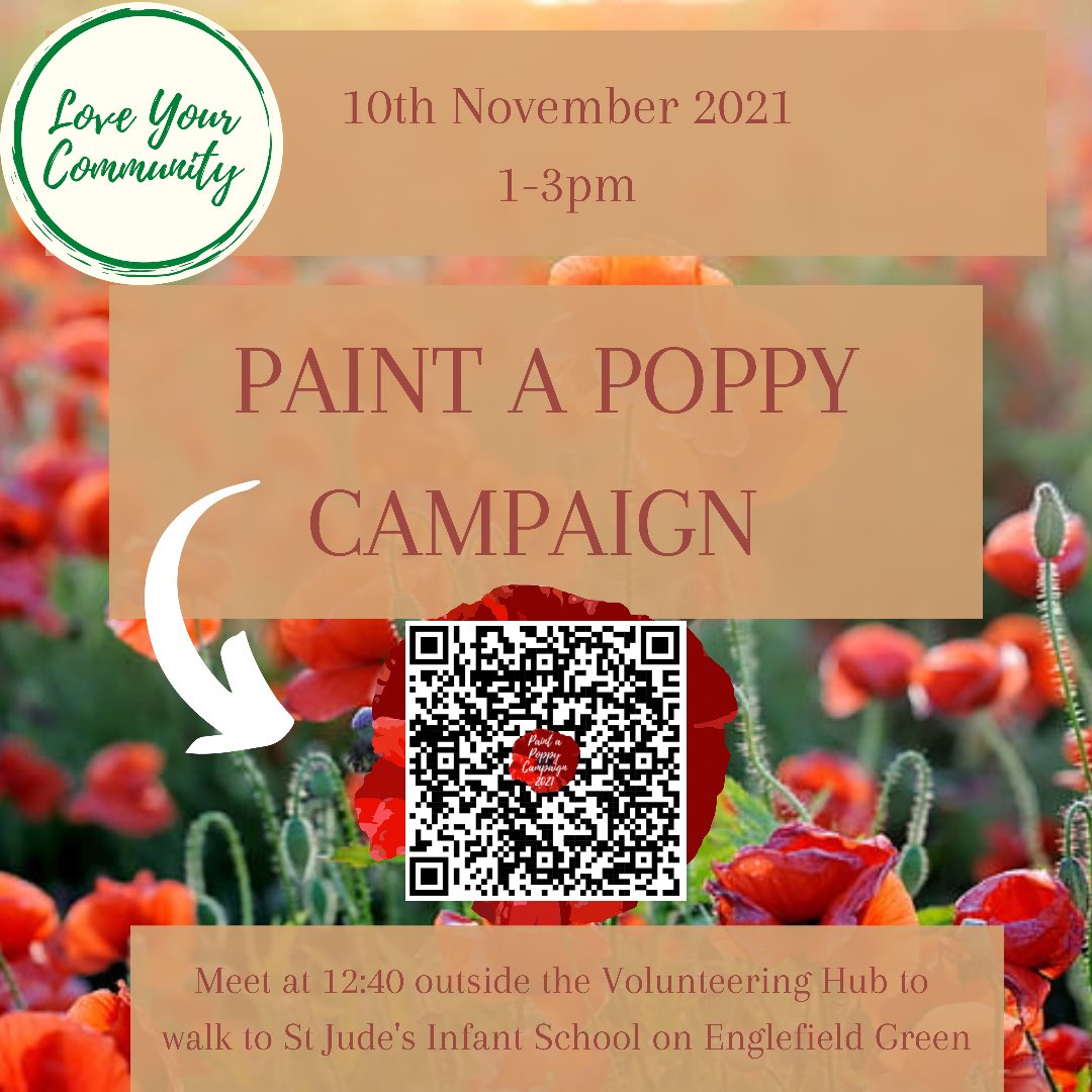 LoveYourComm's tweet photo. Our “Paint a Poppy” Campaign is back again this year! You can sign up using our link or the QR code in the photo! Feel free to get in touch if you have any questions 😌 @RHVolunteering @RoyalHolloway https://t.co/MxonvmHzPX