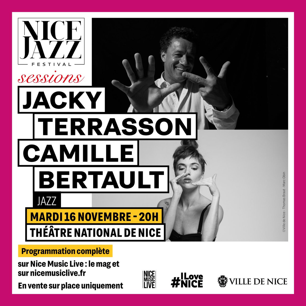 Mardi 16 novembre 2021
A 20 h au <a href="/TheatredeNice/">TNN - Théâtre National de Nice</a> 
2 groupes :
<a href="/Camillebertault/">Cam</a> 
<a href="/jackyterrasson/">Jacky Terrasson</a> 
Prévente sur le site du @theatrenationalnice et billetterie physique sur place
#jazz #jazzlive #jazzvocal #concerts06 #Nice06 #ILoveNice #CotedAzurFrance #livemusic