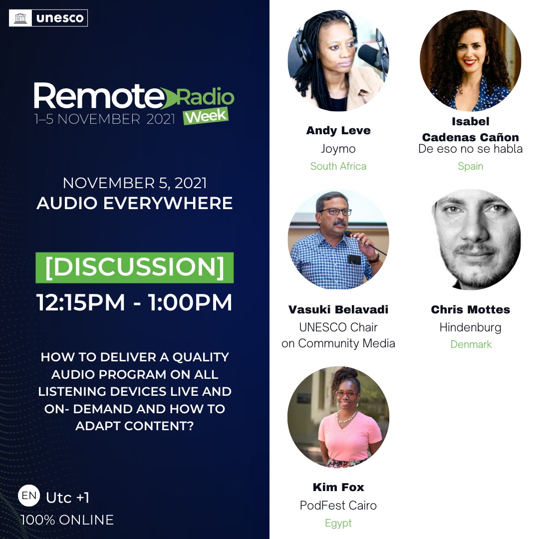 KimFoxWOSU's tweet photo. Perhaps you will join us tomorrow, Fri., Nov. 5 from 1:15-2p Cairo time, for the conclusion of UNESCO's #RemoteRadioWeek.
https://t.co/KHo7wLh4mn https://t.co/tBZYNn6bWA