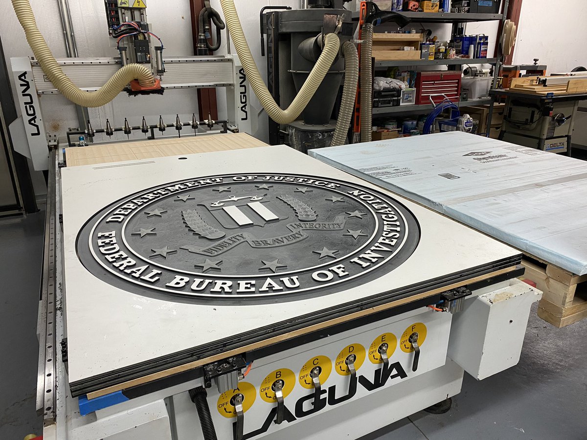 CRwoodworks's tweet image. When Uncle Sam calls, you answer. So proud to be a part of this project! #lagunatools #amanatools #FBI #DOJ #USA #colorado #woodworking #cnc