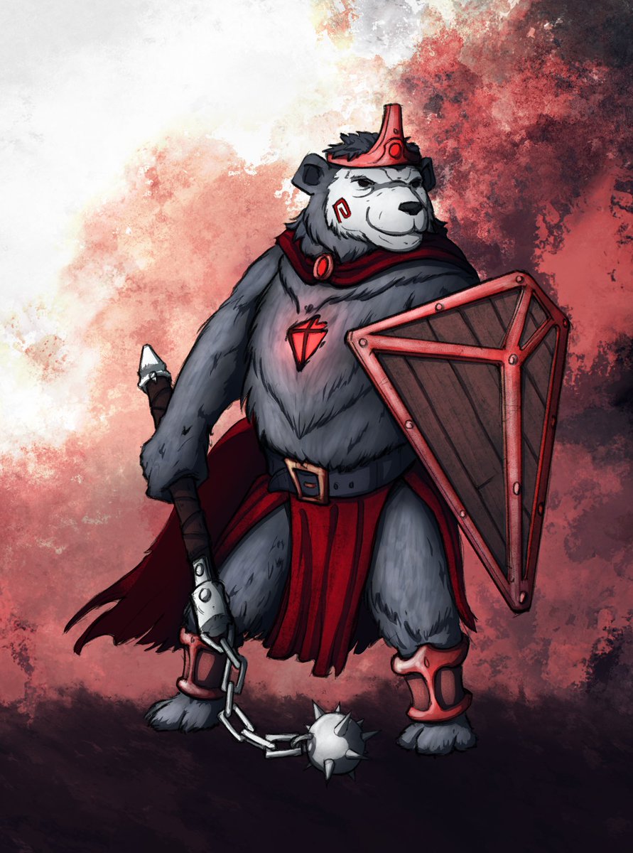 TronWarriors's tweet photo. Here is the 1st final #art of the #TRON bear #warrior  inspired by the @Tronfoundation’s bear🐻😎 We made sure the coloring is in-line with the #design of #TRX so that’s why the main color is #red. #NFT #artwork #digitalart #nftcreator #TRONICS #TronNFT https://t.co/69buoHn5Bh