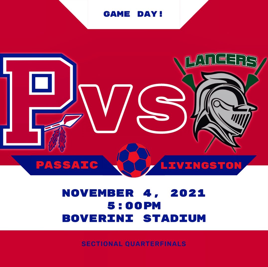 PassaicSchools's tweet photo. It’s game day for our Boys Varsity Soccer team! Come out and support! #gopassaic 🔴🔵 https://t.co/vbMwz7G9i4