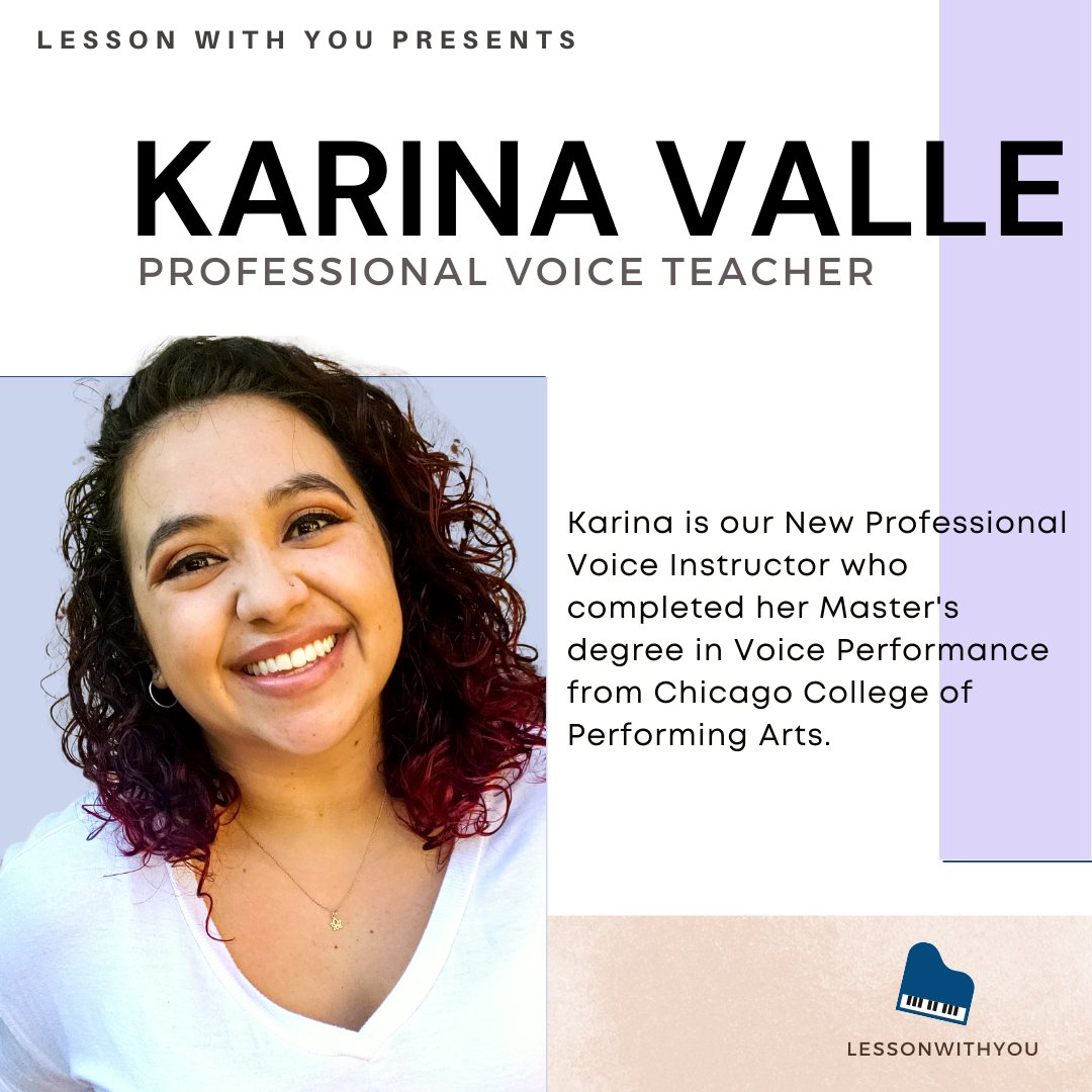 LessonWithYou's tweet photo. Meet our Professional (and super friendly) Singing Instructor, Karina! 

Get a FREE TRIAL and learn to sing BETTER with Karina Now!

#singing #sing #learntosing #vocal #musiclessons #music #popmusic #ClassicalMusic https://t.co/Xorc8PDLVl