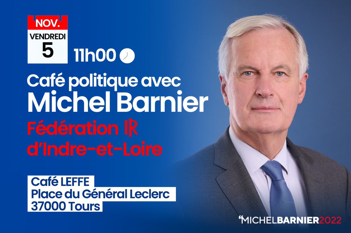 ACHAZAL's tweet photo. Amis tourangeaux ! @MichelBarnier sera de passage à Tours demain vendredi à 11h. C'est l'occasion de le rencontrer et d'échanger avec lui. https://t.co/Ap5AmKYs5V
