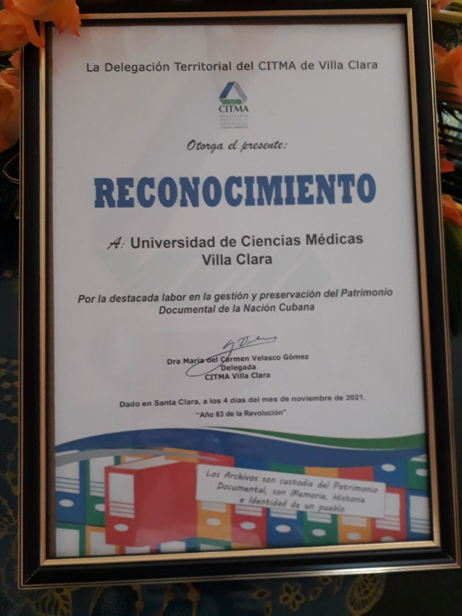 rokviro's tweet photo. Reconoce la Delegación del CITMA en Villa Clara a la Universidad de Ciencias Médicas por la destacada labor en la gestión y preservación del patrimonio documental.
@ucmvccu @yudi_mercedes @YoWiracocha @lisi_Qva https://t.co/xiqOBzHLSk