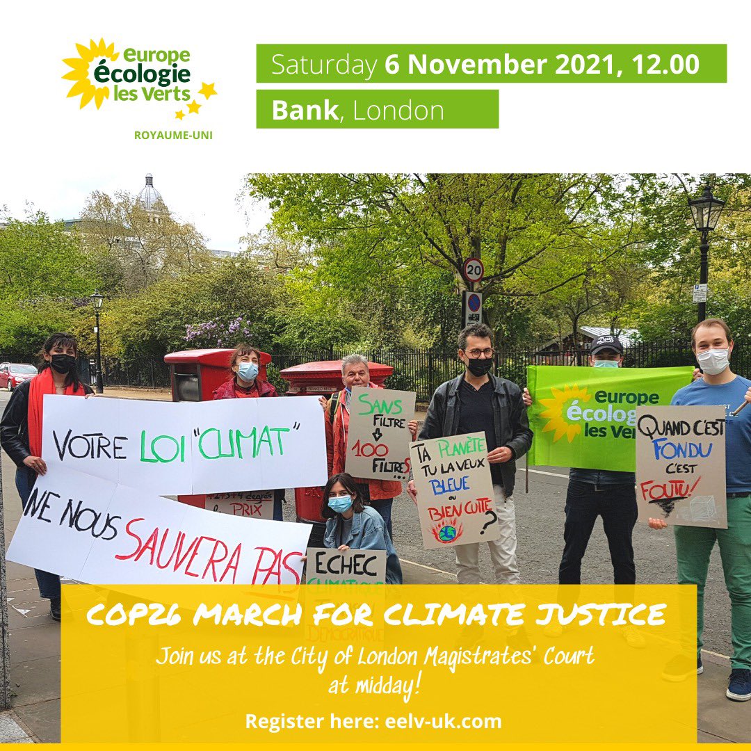 Venez vous joindre à nous samed à la marche pour la justice climatique à #Londres pendant la #cop26 

On se retrouve à midi devant la City of London Magistrates’ Court.

Inscrivez vous ici 👉🏻 upqgprte91f.typeform.com/to/aDgss1f1

On a hâte de vous y voir &amp; venez nombreux! 💪🏻💚 #ClimateJustice