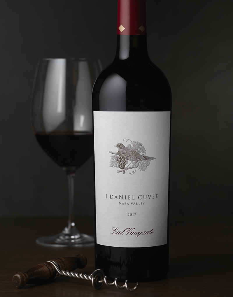 For <a href="/lailvineyards/">Lail Vineyards</a>' J. Daniel Cuvée, we reduced the bird illustration size. This was structurally embossed &amp; the type was debossed to give a letterpressed feel. 

#lailvineyards #cfnapa #drinkwithyoureyes #wine #branding #packaging #packagingdesign #graphicdesign #winelover
