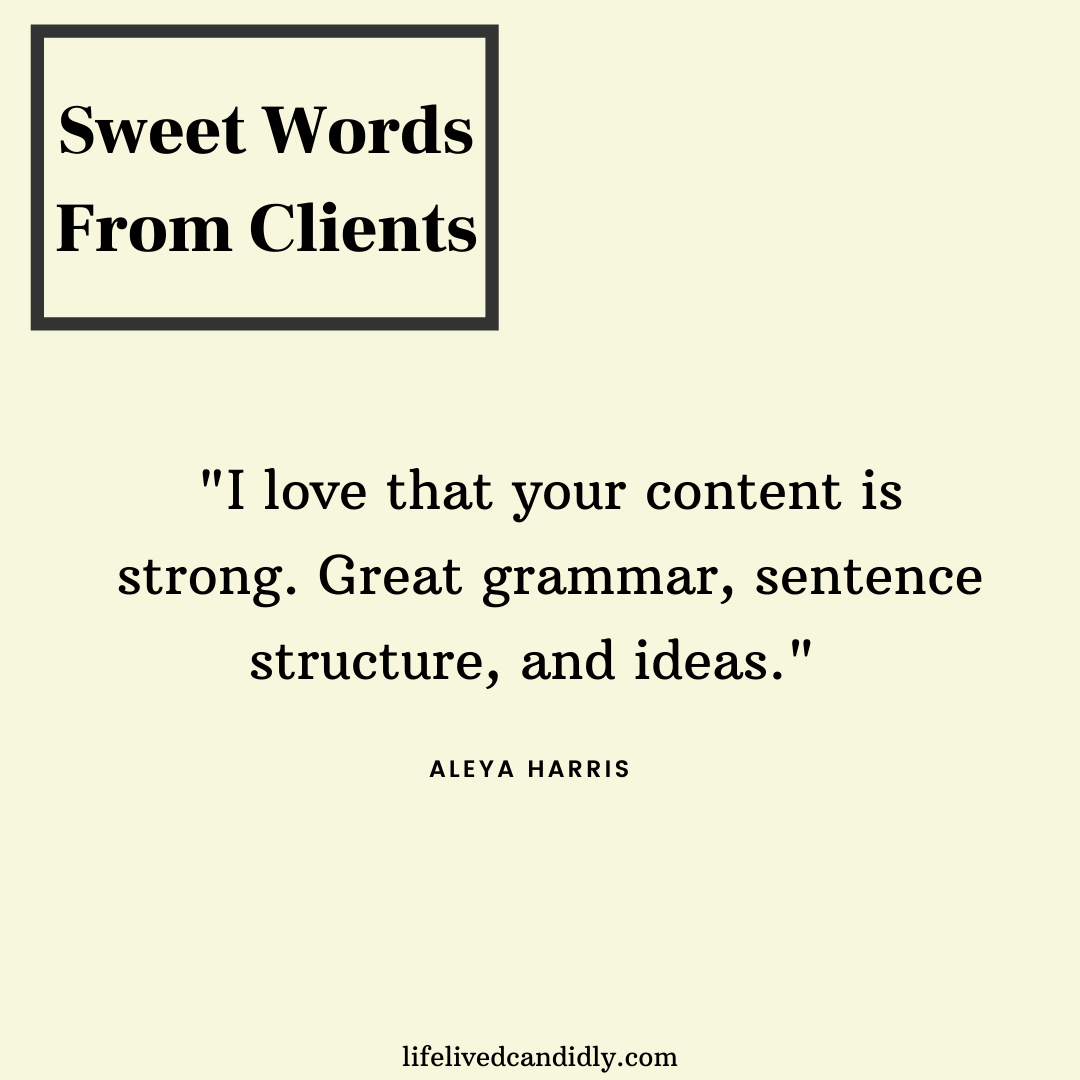 LCandidly's tweet photo. When I receive lovely testimonies like this, it reminds me why I love writing. There's nothing better than writing strong and moving content that resonates with my clients.⁠
⁠
📟 *Beep, beep*⁠
⁠
Oh, looks like it's time for my next project.⁠

#clienttestimony #clientsays https://t.co/Lx7nU7izhh