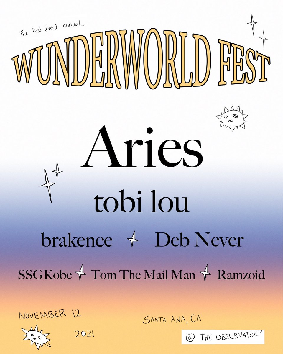 THE FIRST (EVER) ANNUAL
WUNDERWORLD FEST

TIX ON SALE IN 1 HOUR
wunderworldfest.com