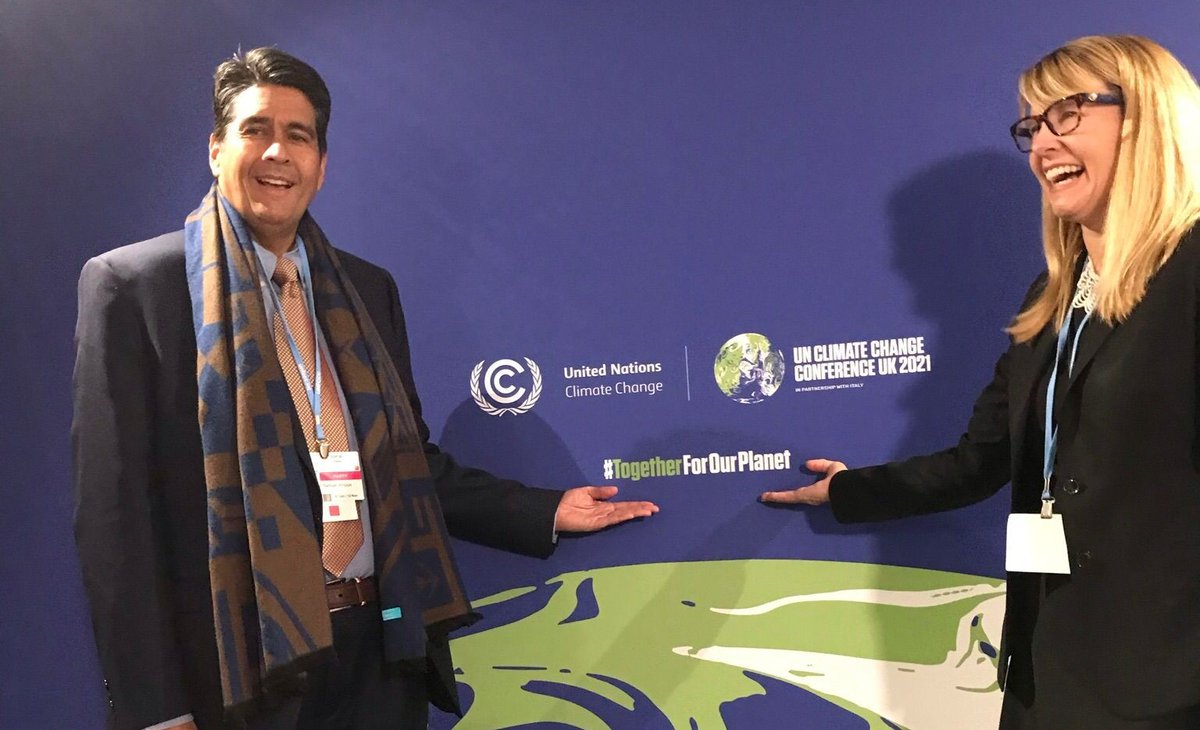 JenMorrisNature's tweet photo. Thank you President Whipps of Paulau @Surangeljr for a vibrant discussion on sustainable fishing, the #ClimateCrisis and resilience today at #COP26 #TogetherForOurPlanet https://t.co/hCPPU7ifXZ