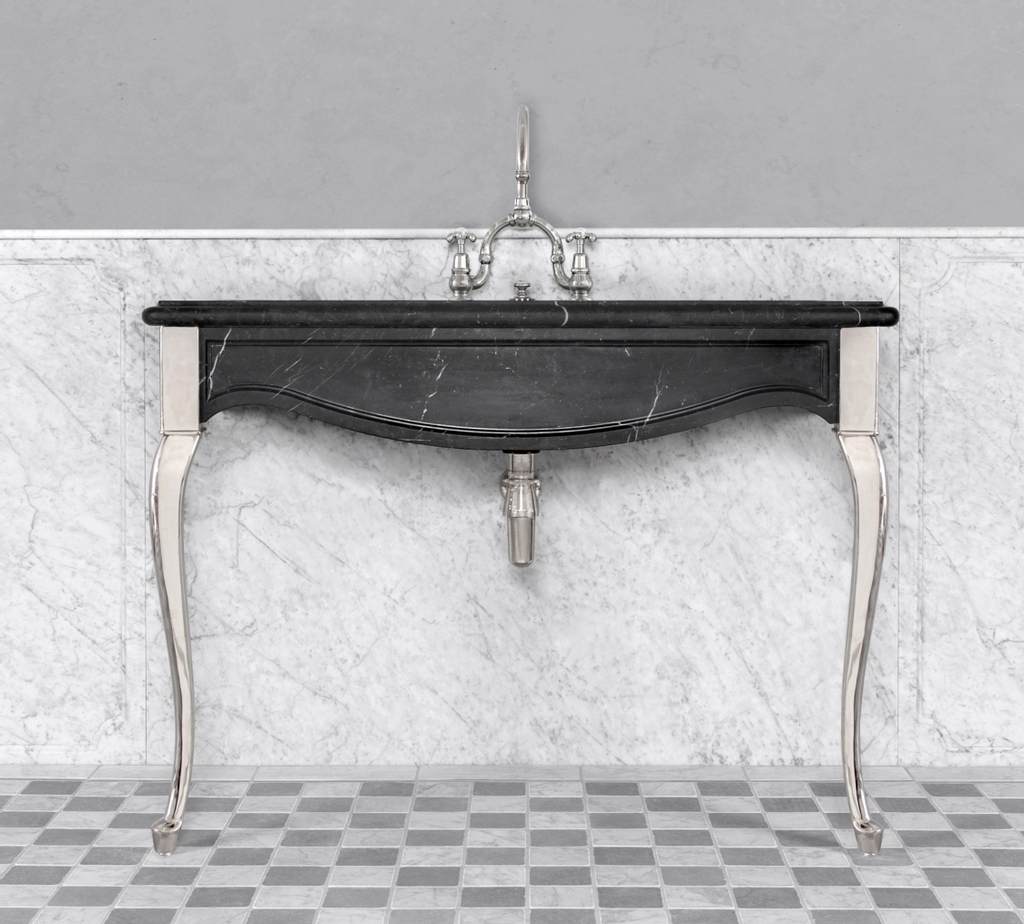 "Black Marquina marble console @lefroybrooksofficial  the collections have historically reference design"  

@theshowroomltd

#lefroybrooksofficial #lefroybrooks #theshowroomltd #theshowroomlimited #marble #console #black #blackmarble #historical #chrome #classic #bathroomdesign
